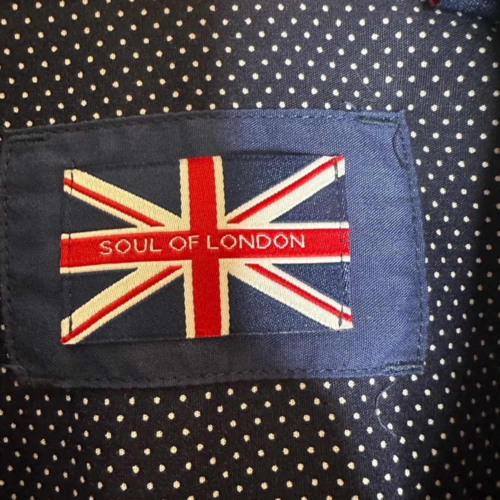 Soul of London Preppy Floral Shirt Navy 16.5 Modern Fit Button Up - Picture 4 of 10